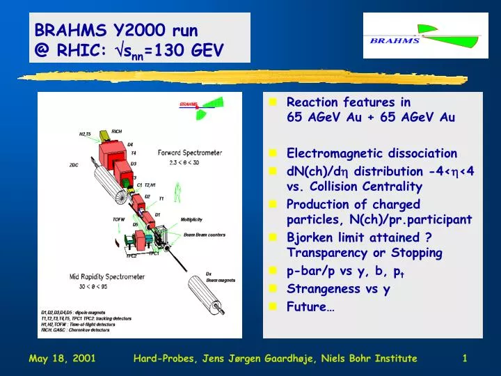 brahms y2000 run @ rhic s nn 130 gev