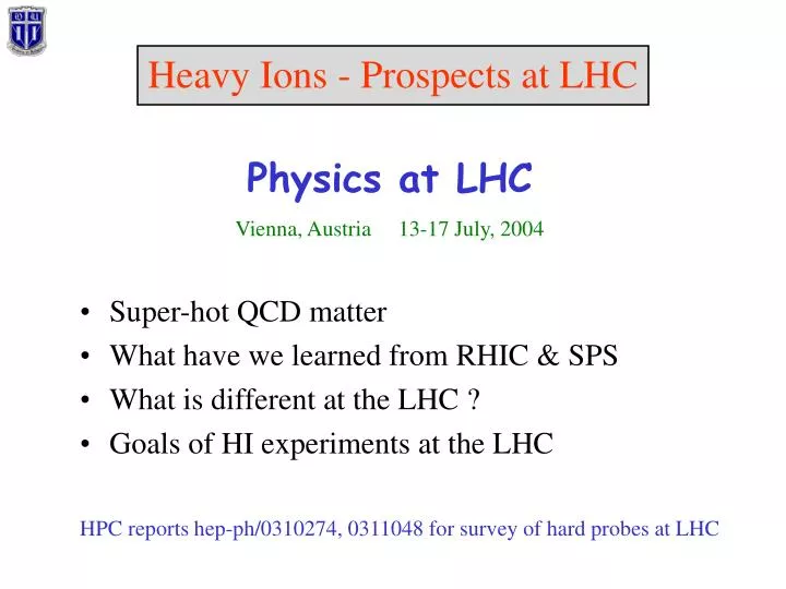 heavy ions prospects at lhc