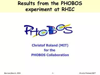 Results from the PHOBOS experiment at RHIC