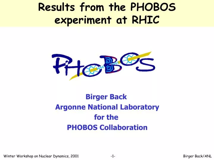 results from the phobos experiment at rhic