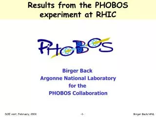 Results from the PHOBOS experiment at RHIC