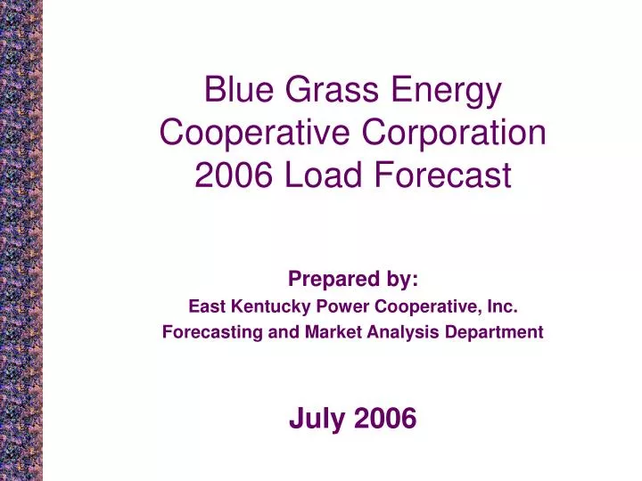 blue grass energy cooperative corporation 2006 load forecast