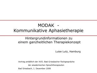 modak kommunikative aphasietherapie