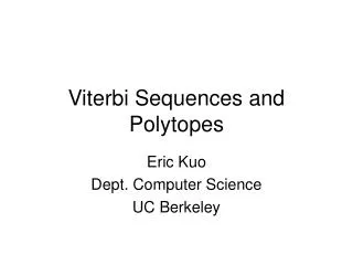Viterbi Sequences and Polytopes