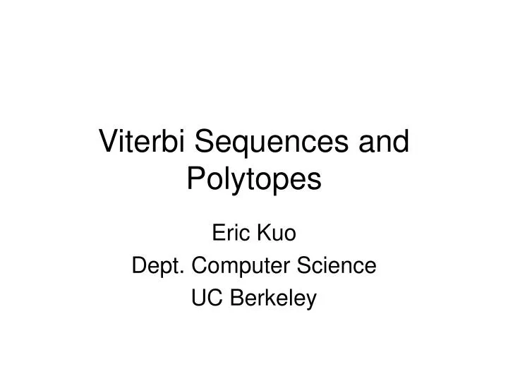 viterbi sequences and polytopes