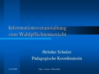 informationsveranstaltung zum wahlpflichtunterricht