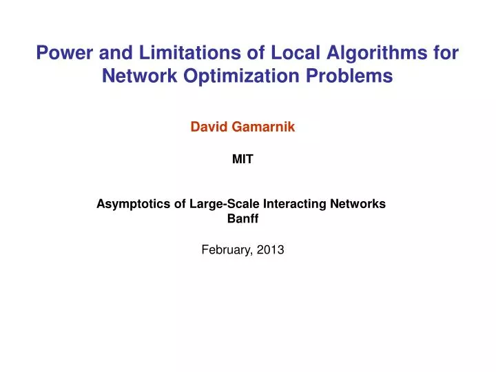 power and limitations of local algorithms for network optimization problems