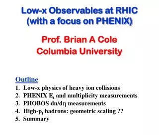 Low-x Observables at RHIC (with a focus on PHENIX)