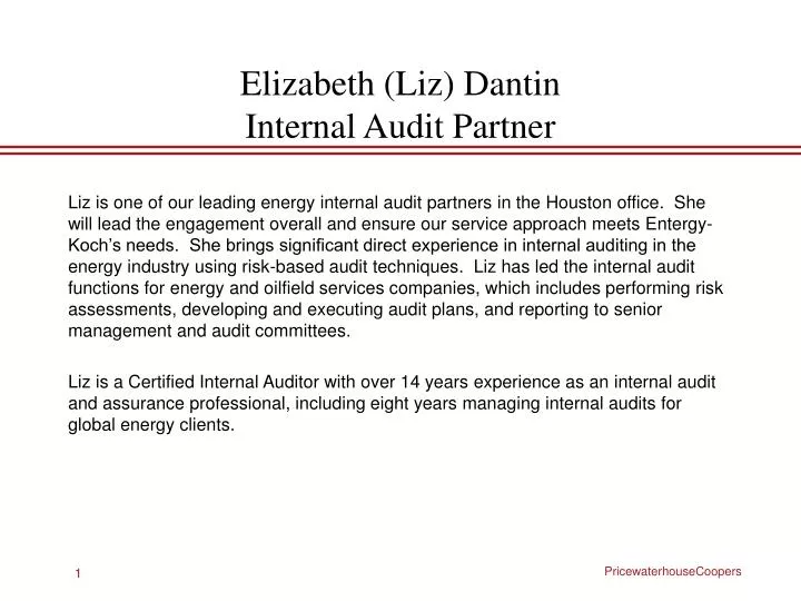 elizabeth liz dantin internal audit partner