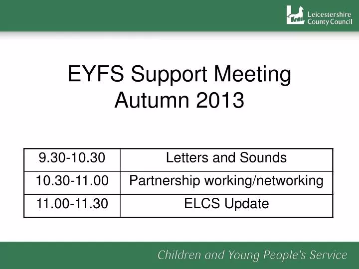 eyfs support meeting autumn 2013
