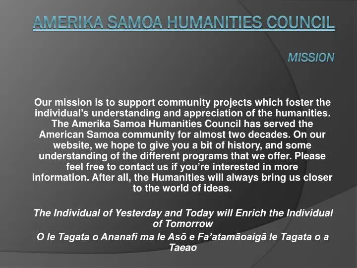 amerika samoa humanities council mission