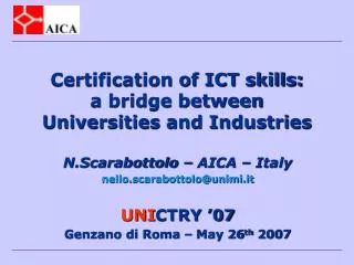 Certification of ICT skills: a bridge between Universities and Industries