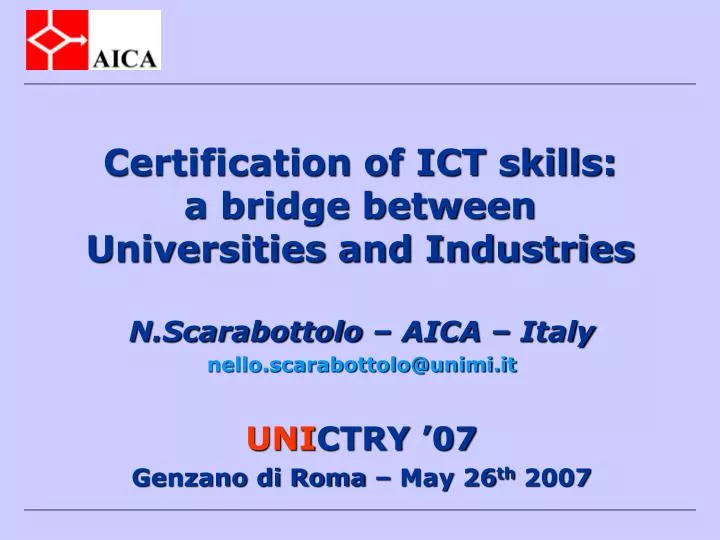 certification of ict skills a bridge between universities and industries