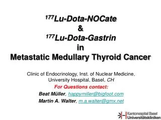 177 Lu-Dota-NOCate &amp; 177 Lu-Dota-Gastrin in Metastatic Medullary Thyroid Cancer
