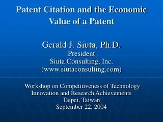 Patent Citation and the Economic Value of a Patent