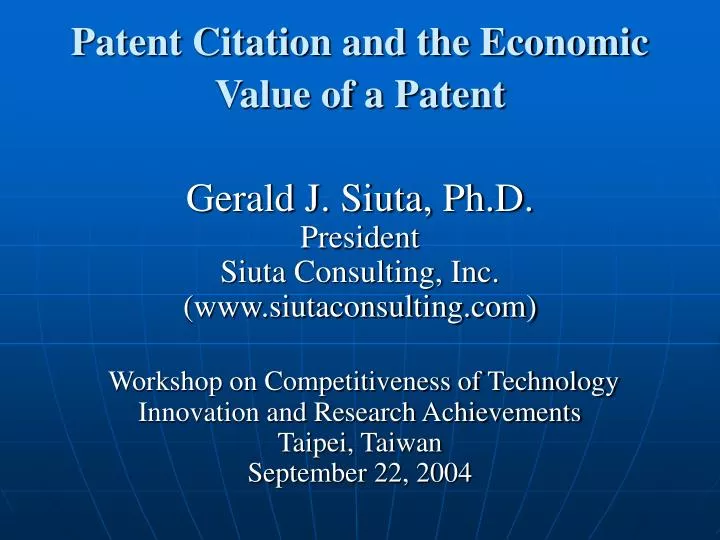 patent citation and the economic value of a patent