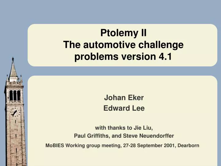 ptolemy ii the automotive challenge problems version 4 1