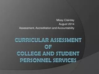 Curricular assessment of College and student personnel services