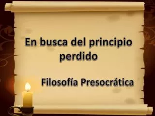 en busca del principio perdido