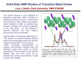 Solid State NMR Studies of Transition Metal Oxides Luis J. Smith, Clark University, DMR 0748399