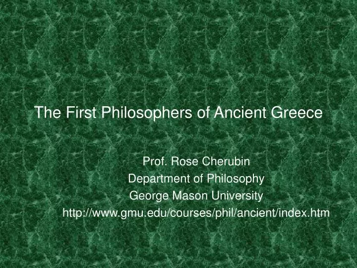 the first philosophers of ancient greece