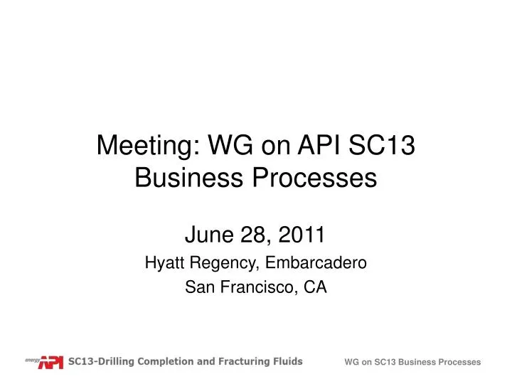 meeting wg on api sc13 business processes