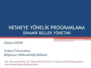 nesneye y nel k programlama d nam k bellek y net m