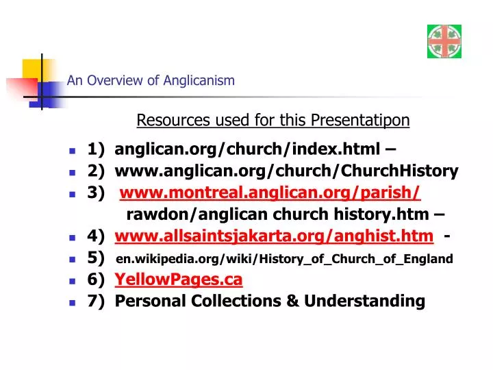 an overview of anglicanism