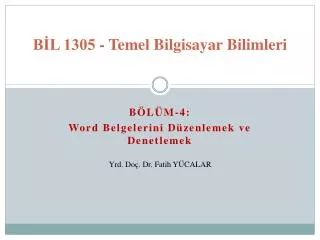 b l 1305 temel bilgisayar bilimleri