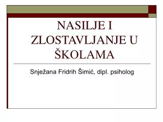 nasilje i zlostavljanje u kolama