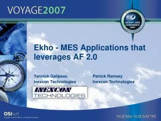 Ekho - MES Applications that leverages AF 2.0