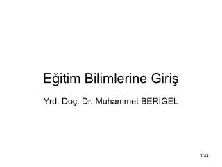 e itim bilimlerine giri