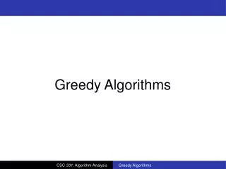 Greedy Algorithms