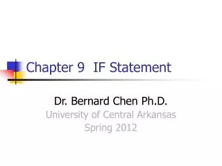 Chapter 9 IF Statement