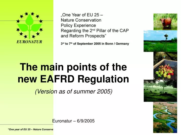 the main points of the new eafrd regulation version as of summer 2005