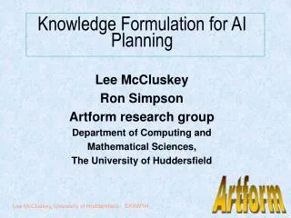 Knowledge Formulation for AI Planning