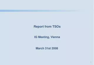 Report from TSOs IG Meeting, Vienna