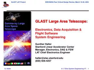 GLAST Large Area Telescope: Electronics, Data Acquisition &amp; Flight Software System Engineering