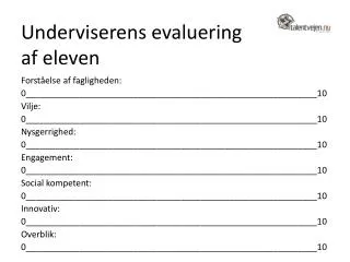 underviserens evaluering af eleven