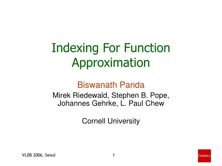 indexing for function approximation