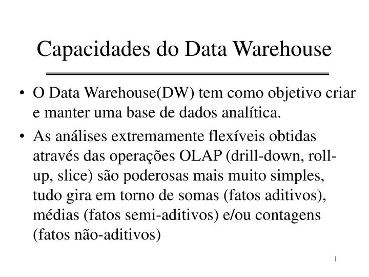 capacidades do data warehouse