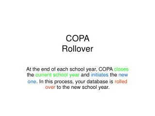 COPA Rollover