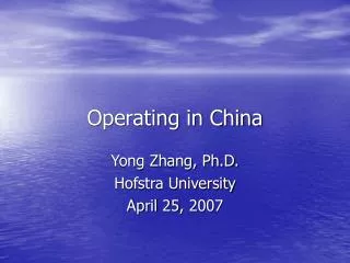 Operating in China