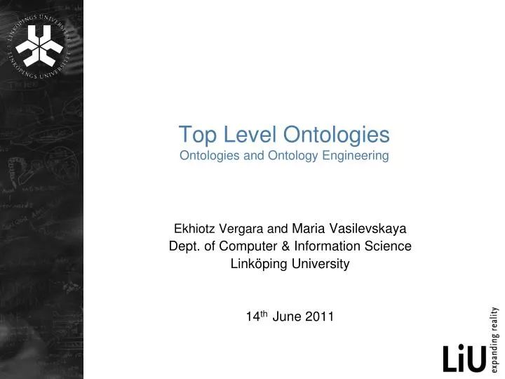 top level ontologies ontologies and ontology engineering