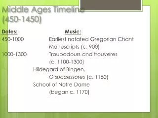 Middle Ages Timeline (450-1450)