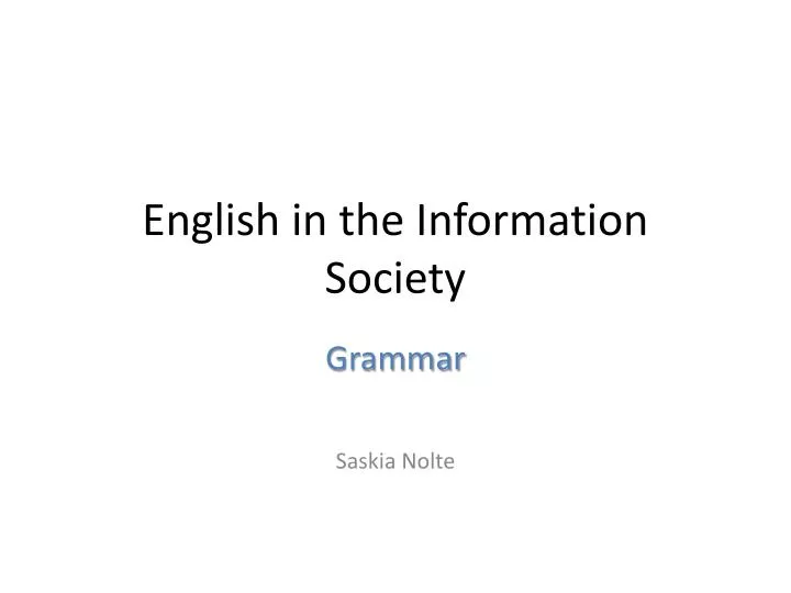 english in the information society