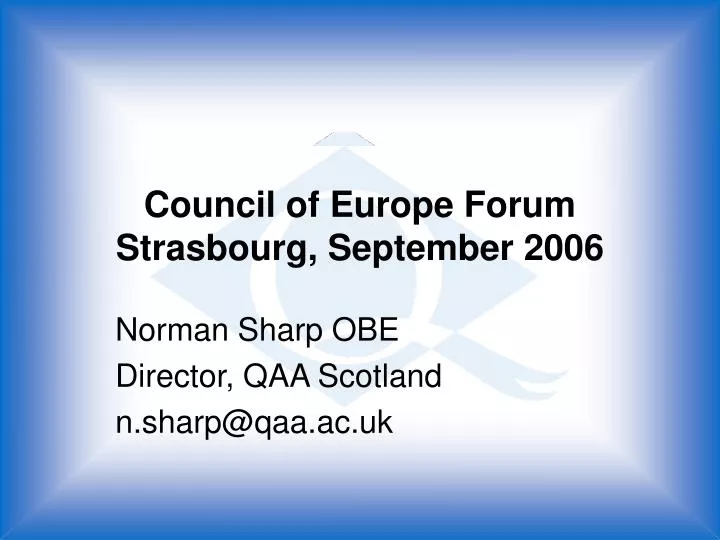 council of europe forum strasbourg september 2006