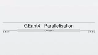 GEant4 Parallelisation