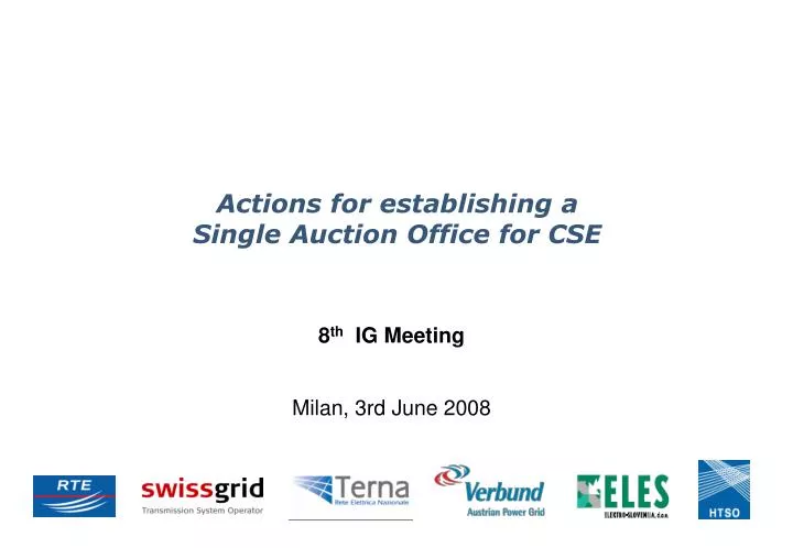 actions for establishing a single auction office for cse