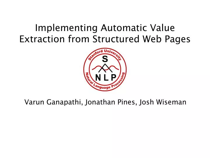 implementing automatic value extraction from structured web pages